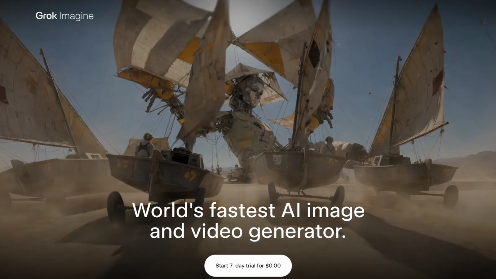 Grok Imagine official page shown on desktop